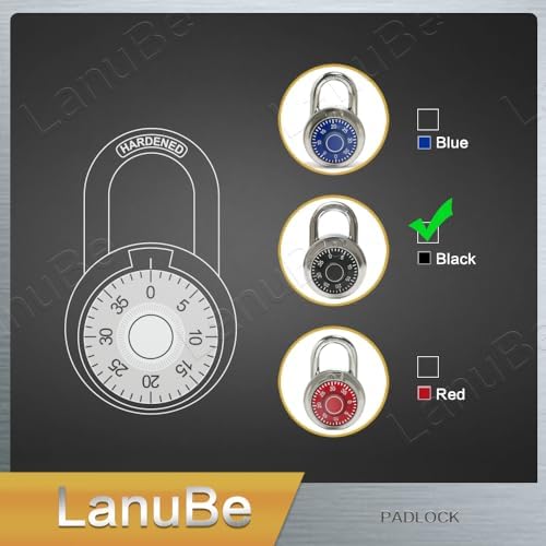 LanuBe Lock Standard Dial Combination Padlock 48 Pack Wide 2-in Black Dial