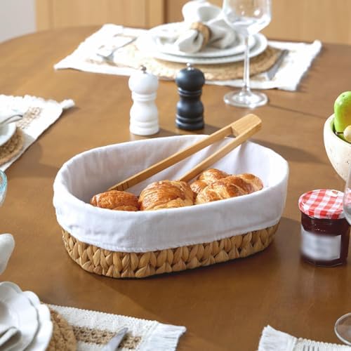YANGQIHOME Bread Warmer Basket with Stone, Tortilla Warmer, Water Hyacinth Br...