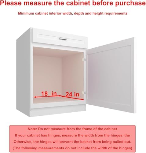 2 Tier Pull Out Cabinet Organizer, 17"W x 21"D Solid Wood Heavy-Dut...