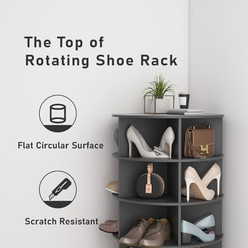 360 Rotating Shoe Tower, 7-Tier Vertical Corner Shoe Rack, Free Standing Spin...