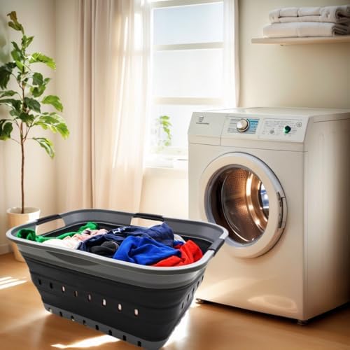 SAMMART 42L (11 gallon) Collapsible Plastic Laundry Basket - Foldable Pop Up ...