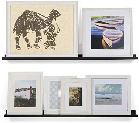 Wallniture Denver 46" Black Floating Shelf for Wall Collage, Picture Led...