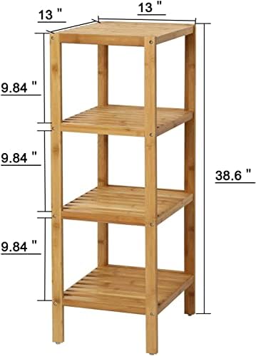 Standing Shelf 4-Tier Kitchen Bamboo Storage Rack Multifunctional Square Stan...