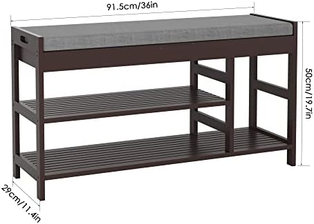 2-Tier Shoe Rack Bench with Flip-Top Storage, 36" Entryway Bench with Seat