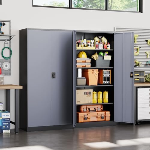 Yizosh Metal Garage Storage Cabinet with Lock, 72" Locking Tool Cabinets...