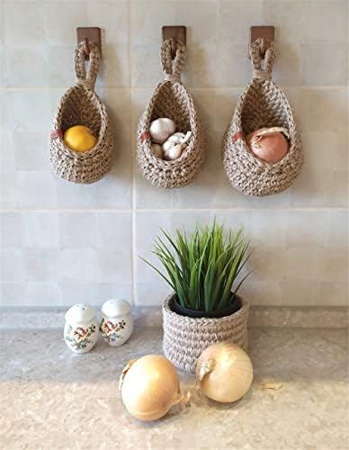 3pack Wall Hanging Vegetable and Fruit Basket Woven Fruit Basket For Kitchen ...