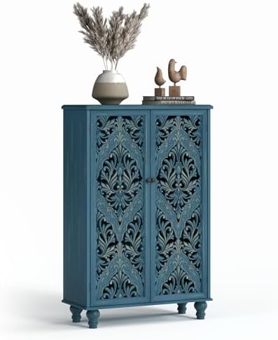 JOINICE 47" Tall Accent Cabinet with Doors & Storage for Living Room,Blue