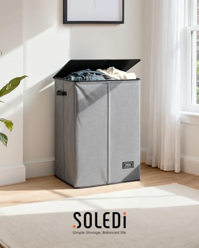 SOLEDI 130L Laundry Hamper with Lid, Large Collapsible Laundry Basket