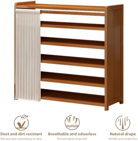 Shoe Rack with Cover, 6-Tier Bamboo Shoe Cabinet, Anti-Tipping Free-Standing ...