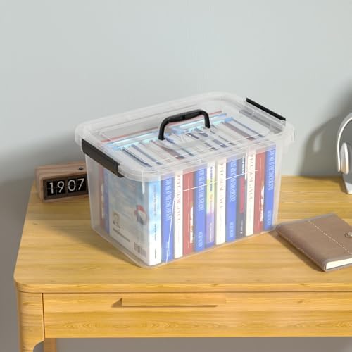 18 Quart Plastic Clear Latching Lidded Storage Tote Bins, 6 Packs