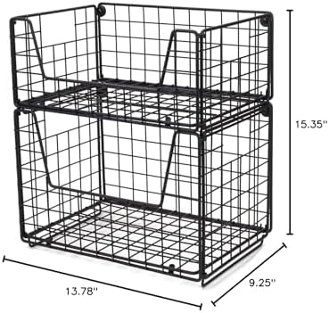 TIEYIPIN 2 Tier Metal Wire Storage Basket, Stackable Fruit Vegetable Food Bas...