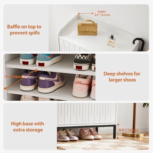 Mericonia Modern Shoe Cabinet with Metal Legs, Farmhouse Large 5-Tier Shoe St...
