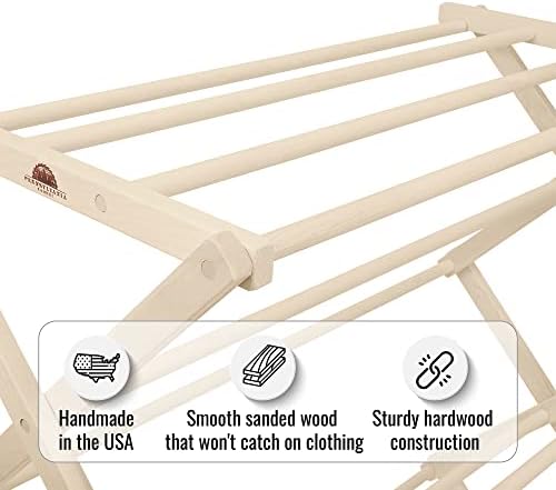 Pennsylvania Woodworks Premium American Maple Clothes Drying Rack - Handcraft...