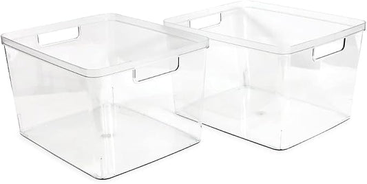Isaac Jacobs 2-Pack Extra-Large Clear Storage Bins w/Cutout Handles, Plastic - Image 2