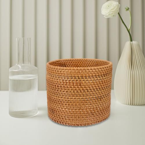 Mikikit Rattan Fruit Storage Basket 7.87 X 7.87 X 6.49 in Round Wicker Basket...