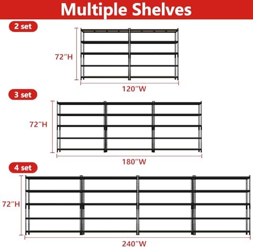 PrimeZone 60" W X 24" D X 72" H Heavy Duty Garage Storage Shel...