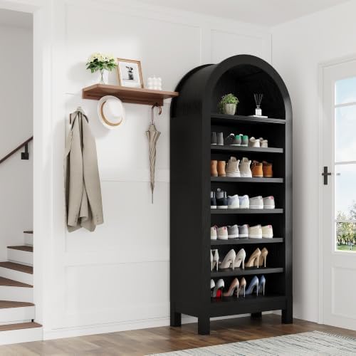 70" Arched Shoe Cabinet, Slim Wooden Shoe Storage for Entryway