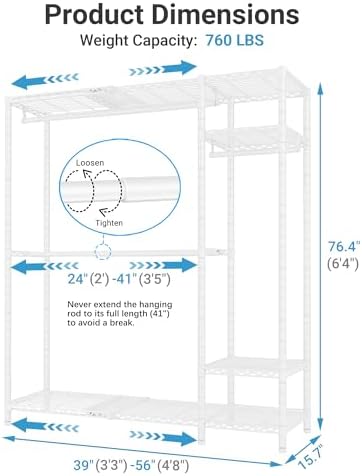 VIPEK X20 Expandable Metal Clothing Rack Adjustable from 3'3" to 4