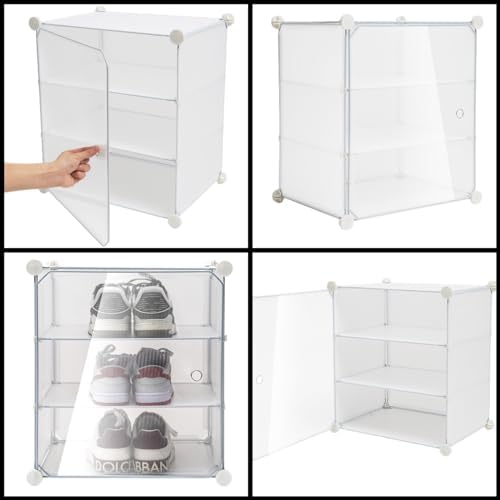 Shoe Rack Organizer, 12-Tiers Stackable 72 Pairs DIY Plastic White Shoe Rack ...
