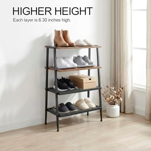 A-Shaped Shoe Rack, 4-Tier, Holds 8 Pairs, Compact Entryway