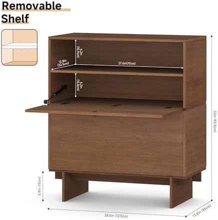 Sebastack Shoe Cabinet for Entryway, 28.6" W in Walnut Oak
