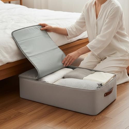 Under Bed Storage Container – Foldable Underbed Storage Bin for Clothes &...