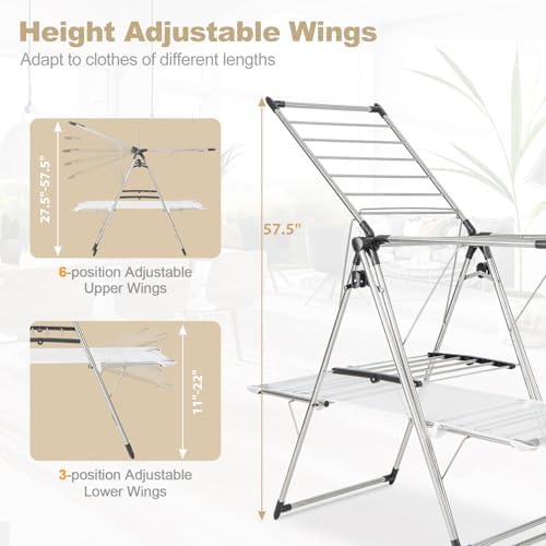 Tangkula Freestanding Foldable Clothes Drying Rack