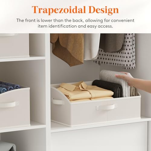Lifewit Trapezoid Closet Storage Bin for Shelf, 6 Packs 23L, White