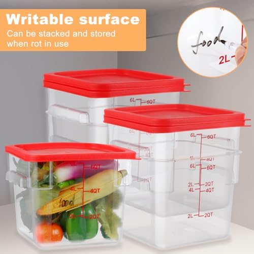 Ziliny 3 Sets 6 Qt Square Food Storage Containers with Lids Dough Proofing Bu...