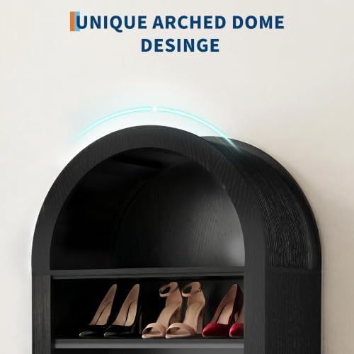 70" Arched Shoe Cabinet, Slim Wooden Shoe Storage for Entryway