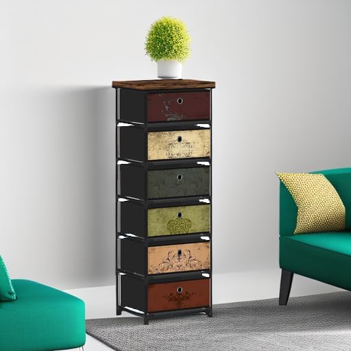 VASICAR 6 Drawers Storage Organizer Cabinet, Small Fabric Dresser