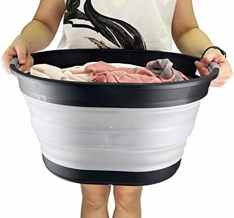SAMMART 23L (6 Gallons) Set of 2 Collapsible Plastic Laundry Basket - Oval Tu...