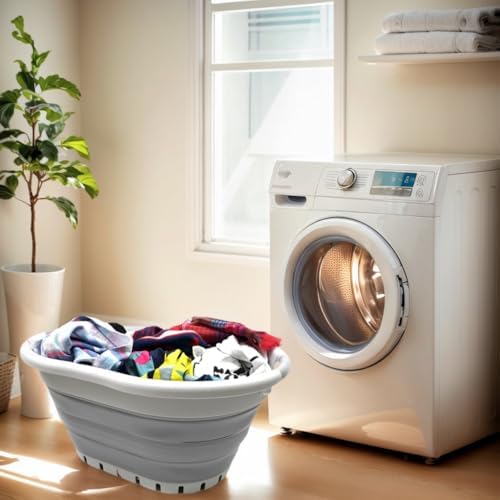 SAMMART 36L (9.5 gallon) Set of 2 Collapsible 3 Handled Plastic Laundry Baske...