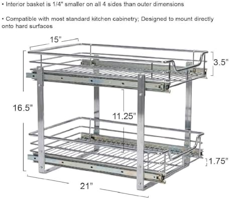 Household Essentials Chrome-Plated Steel Dual-Tier Slide-Out Organizer