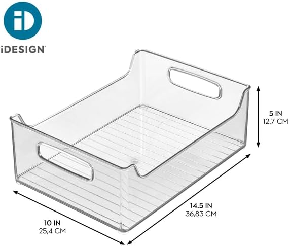 iDesign Stackable Clear Plastic Storage Bin, 4-Pack
