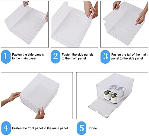 Large Clear Shoe Storage Boxes Stackable, 12 Pack Hard Plastic Shoe Storage O...