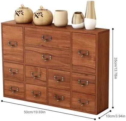 12 Drawers Apothecary Cabinet with Label Slot & Metal Handle, Tabletop St...