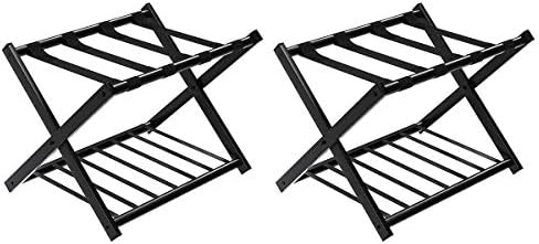 Tangkula Luggage Rack (Set of 2), Folding Metal Suitcase Luggage Stand, Doubl...