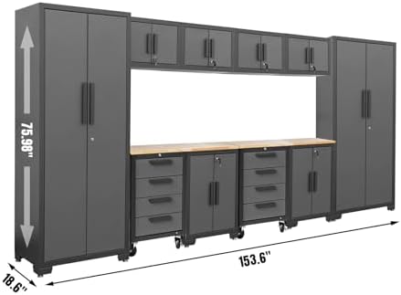 Torin 12 Piece Garage Storage Cabinet System,Workshop Cabinet Set in Black