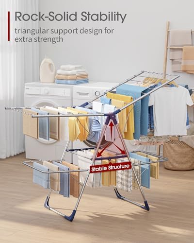 Sakugi Clothes Drying Rack, Foldable 2-Level with 55.5" Adjustable Wings