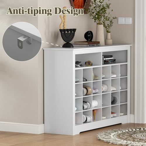 5-Tier storage Cabinet for Entryway, Modern White Shoe Rack with 26 Cubbies