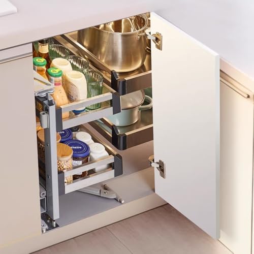 Gdrasuya10 2 Tier Corner Blind Cabinet Pull Out Organizer, 4 Shelves Corner P...