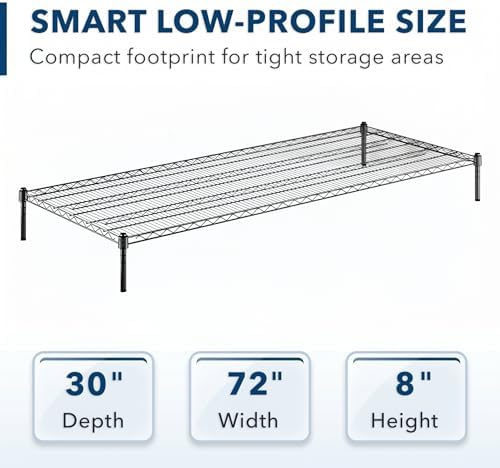 30" x 72" x 8" Black Epoxy Wire Storage Shelf, Dunnage Rack, C...