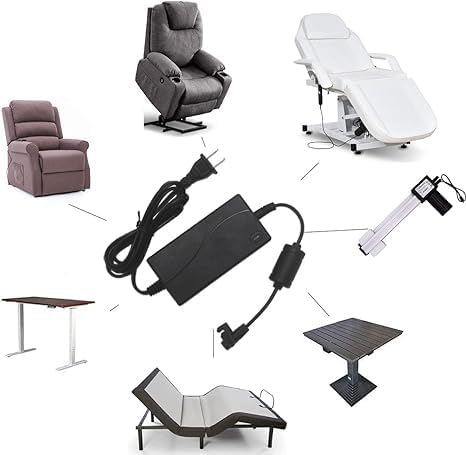 Universal Power Cord for Recliner Chair - 2-Pin Power Adapter with Extension Cord for Lift Chair, Recliner Sofa, Recliner Couch, 29V 2A Recliner Power Supply Compatible with Most Makes & Models…