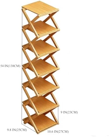 Bamboo Shoe Rack - No Assembly Required, Tall Narrow Foldable Shoe Organizer,...