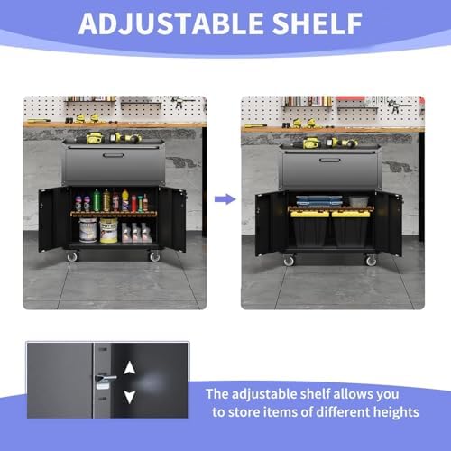Garage Storage Cabinet System 6pcs Heavy Duty Workshop Set Wall Cabinet Locka...