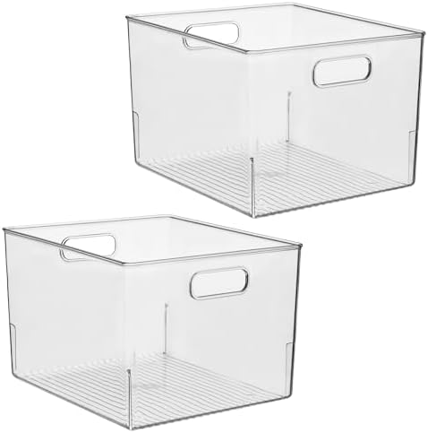 iDesign Storage Bin with Handles, Set of 2, Clear
