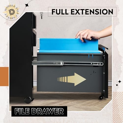 DEVAISE 3 Drawer File Cabinet with Lock, Fully Assembled Except Casters