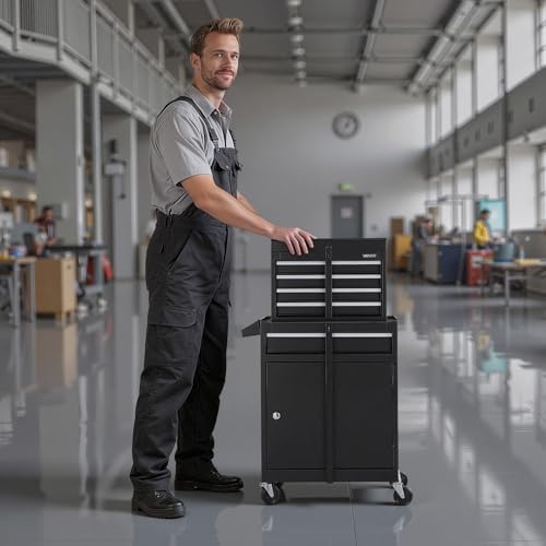 VEVOR Rolling Tool Chest, 2-in-1 Design, 5 Drawers Tool Cabinet Organizer wit...