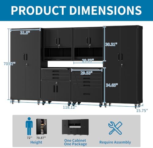 6-Piece Garage Storage Cabinets System Heavy Duty Workshop Set